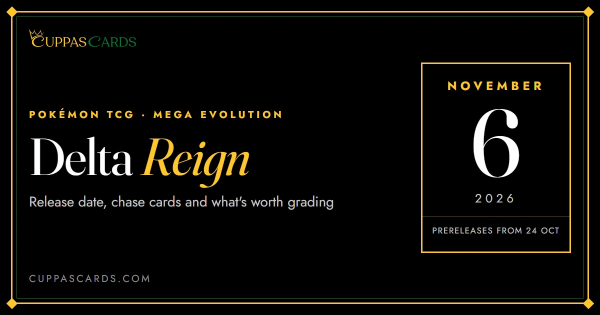 Delta Reign release date and chase cards guide for South African Pokémon collectors, with the set landing on 6 November 2026